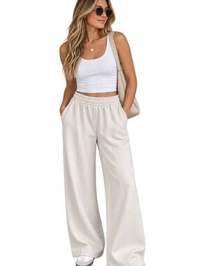 GAP Cream Wide Leg Sweatpants 97% Cotton size medium